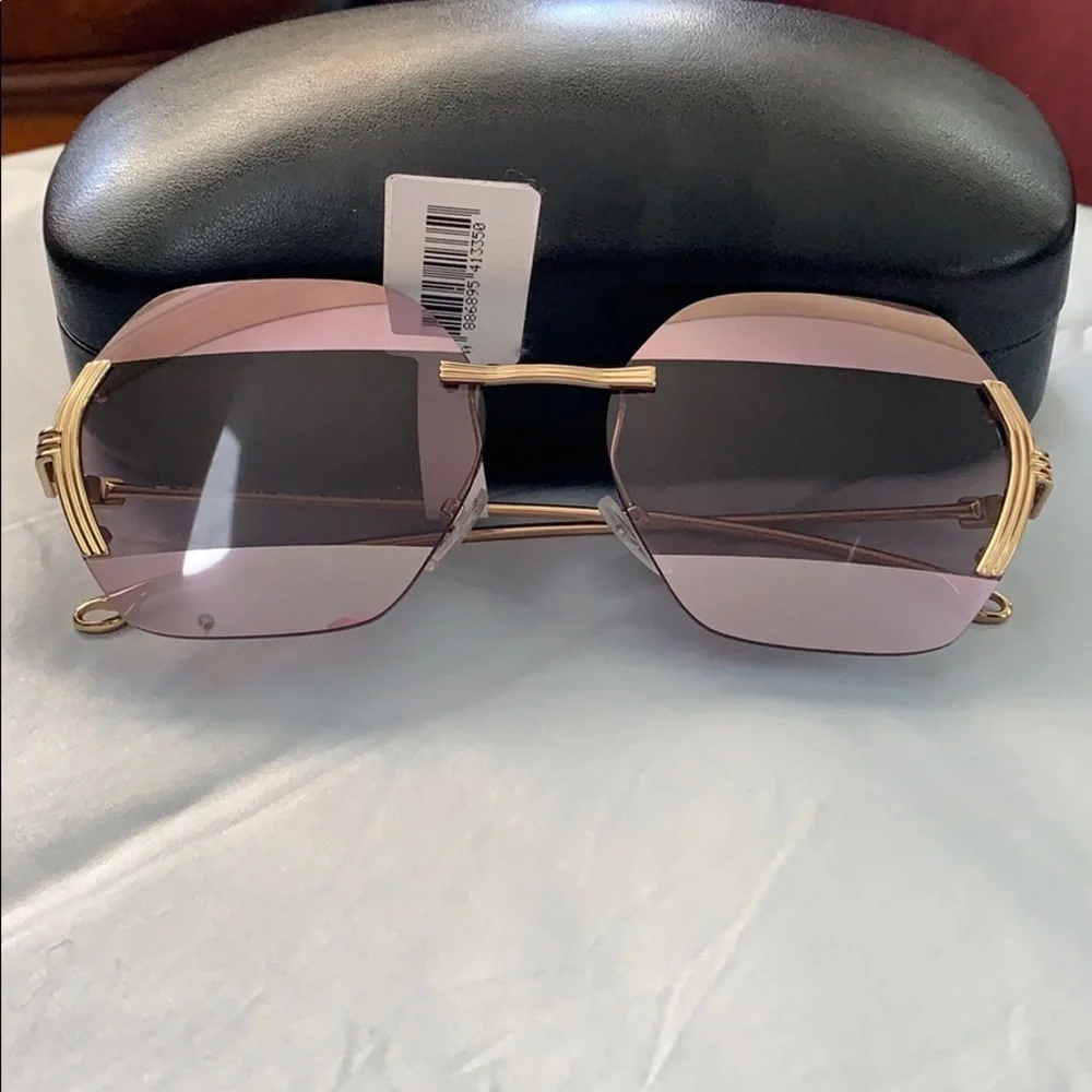NWT ETRO Yellow Gold/Aubergina frameless w/case